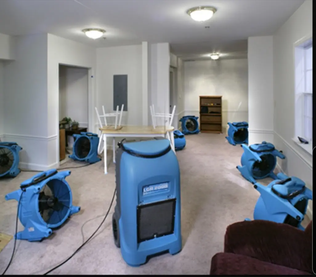 Air movers and dehumidifier setup for Water Damage Restoration in New Smyrna Beach