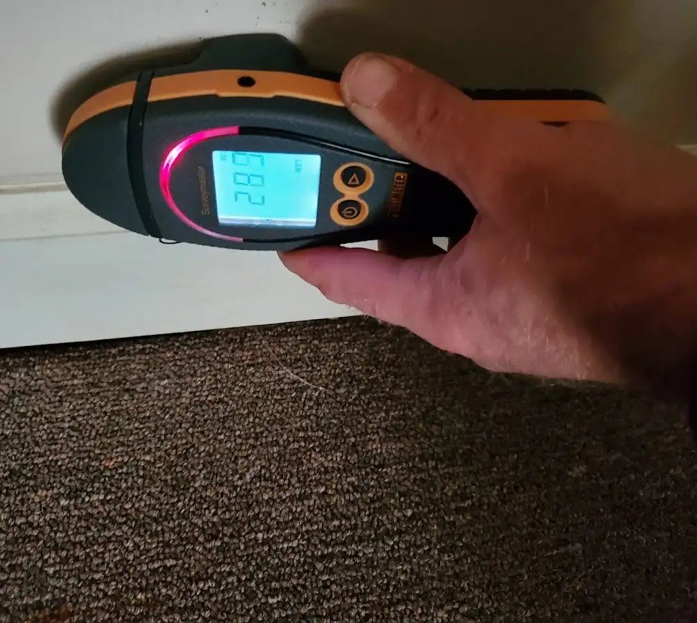 Moisture detection at baseboard during Burst Pipe Cleanup in New Smyrna Beach